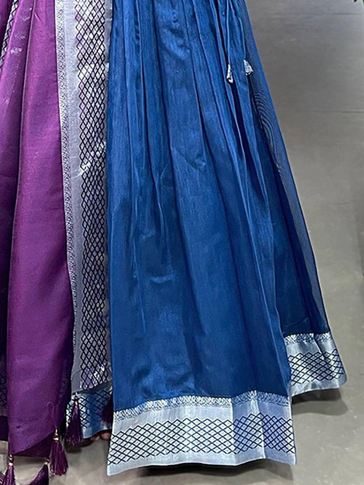 Captivating Blue Dupion Silk Lehenga | Zari Work Wedding Wear Set