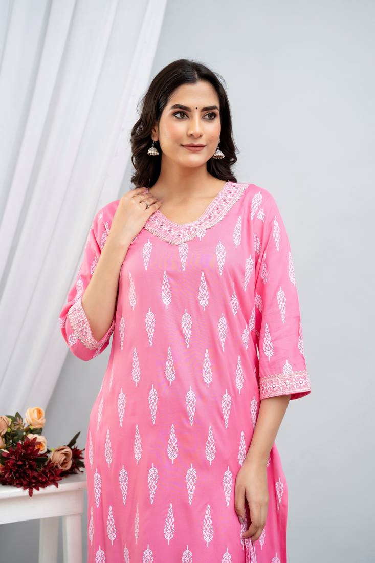 Designer Printed Suit | Rayon Cotton Pair with Mulmul Dupatta