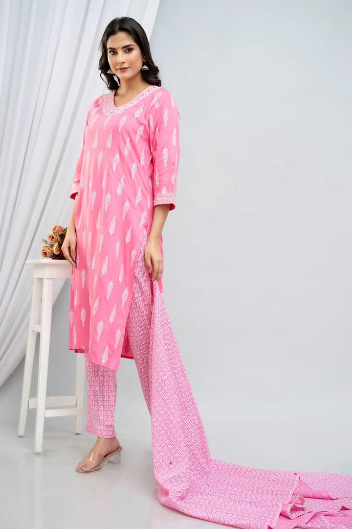 Designer Printed Suit | Rayon Cotton Pair with Mulmul Dupatta