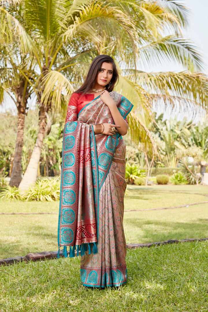 Red Kanjivaram soft silk saree with exquisite work and rich pallu, perfect for cultural events.