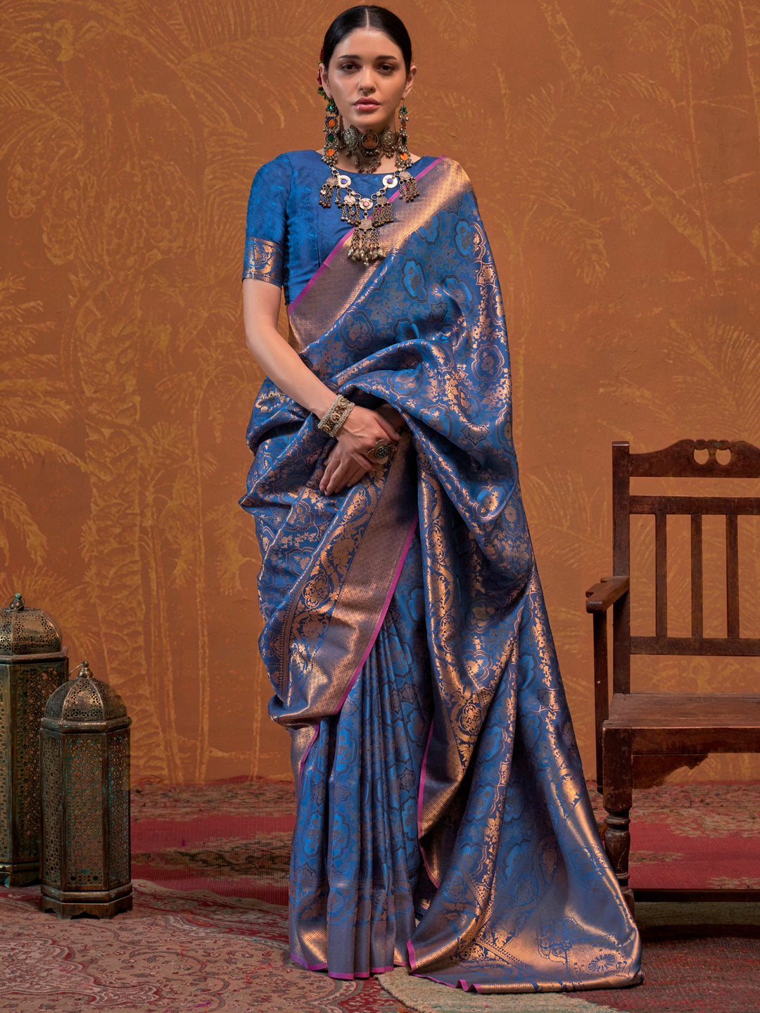 Blue silk saree crafted for elegance and style.