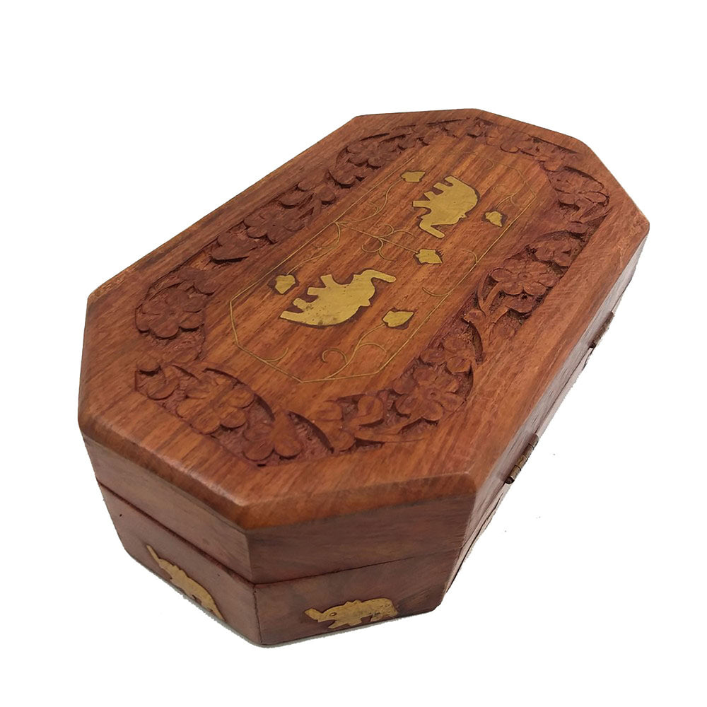 Elegant brown wooden jewelry box with compartments, perfect for organizing your favorite pieces.