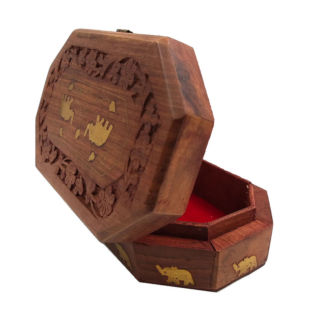 Handcrafted brown wooden jewelry box, perfect for keeping your personal accessories organized.