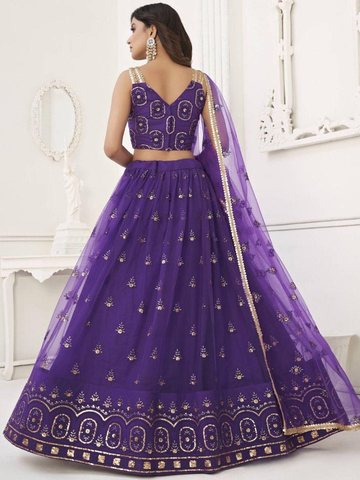 Elegant Purple Lehenga Choli | Sequins Net with Thread & Sequin Embroidery