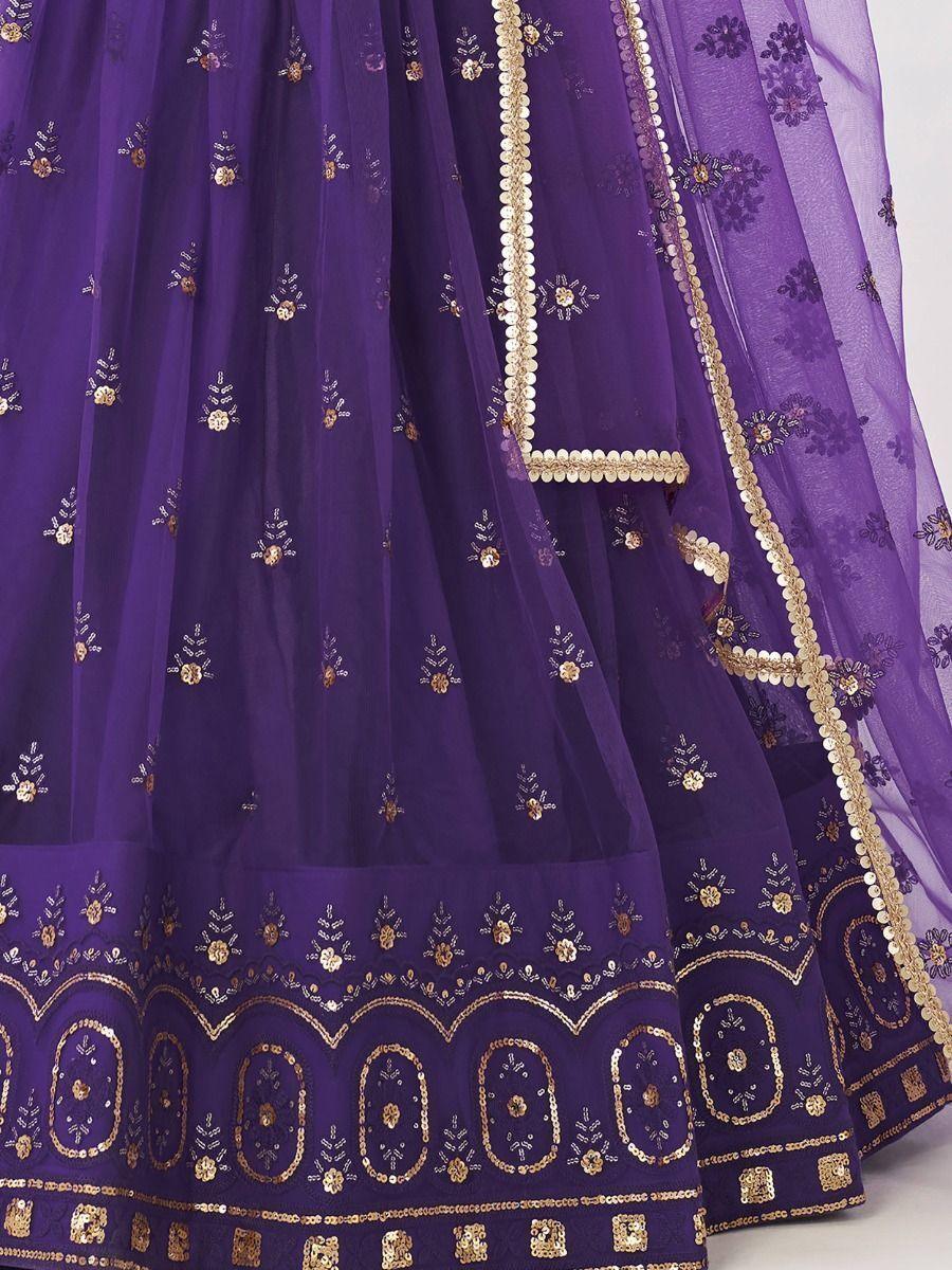 Elegant Purple Lehenga Choli | Sequins Net with Thread & Sequin Embroidery