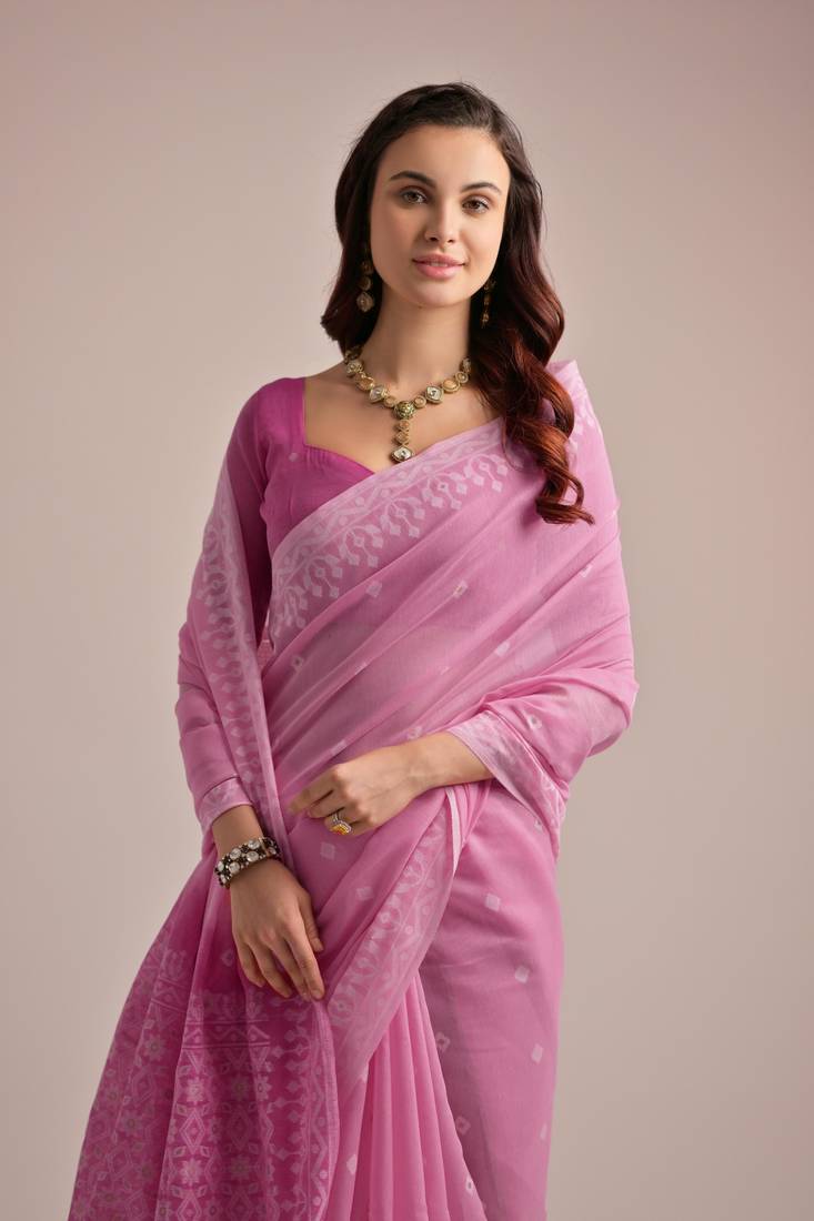 USA-friendly soft Muga cotton saree with resham butties and colorful pallu, ideal for weddings and cultural gatherings