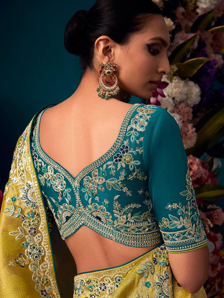 Vibrant color luxurious fabric exclusive attire crafted for elegance and style.