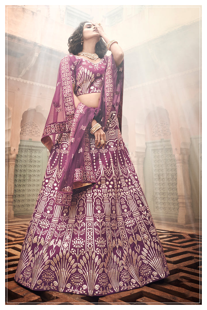 Exquisite Off-White Wedding Lehenga | Organza Crop Top & Dupatta