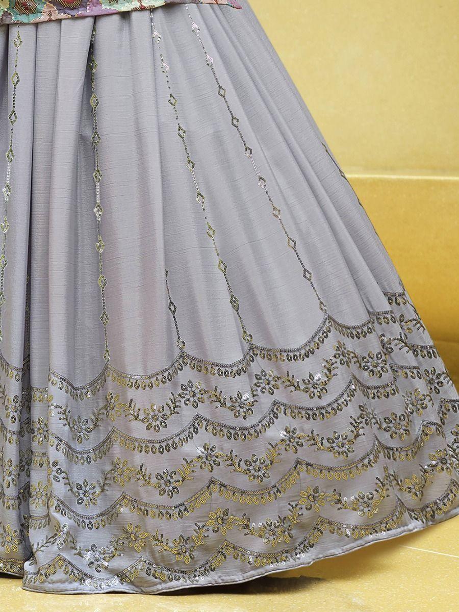 Lavish Lavender Lehenga | Art Silk with Print & Sequins Embroidery