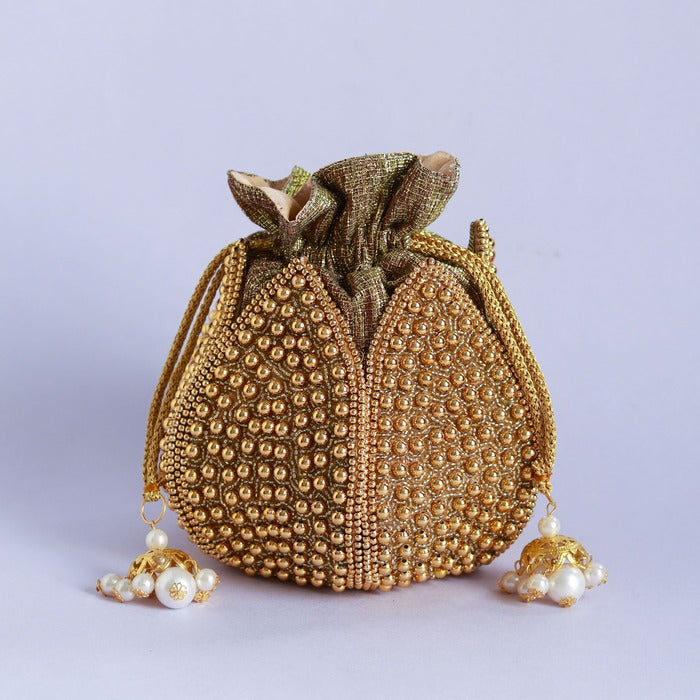 Moti Embroidered Mini Lotus Potli | High-End Fashion Accessory