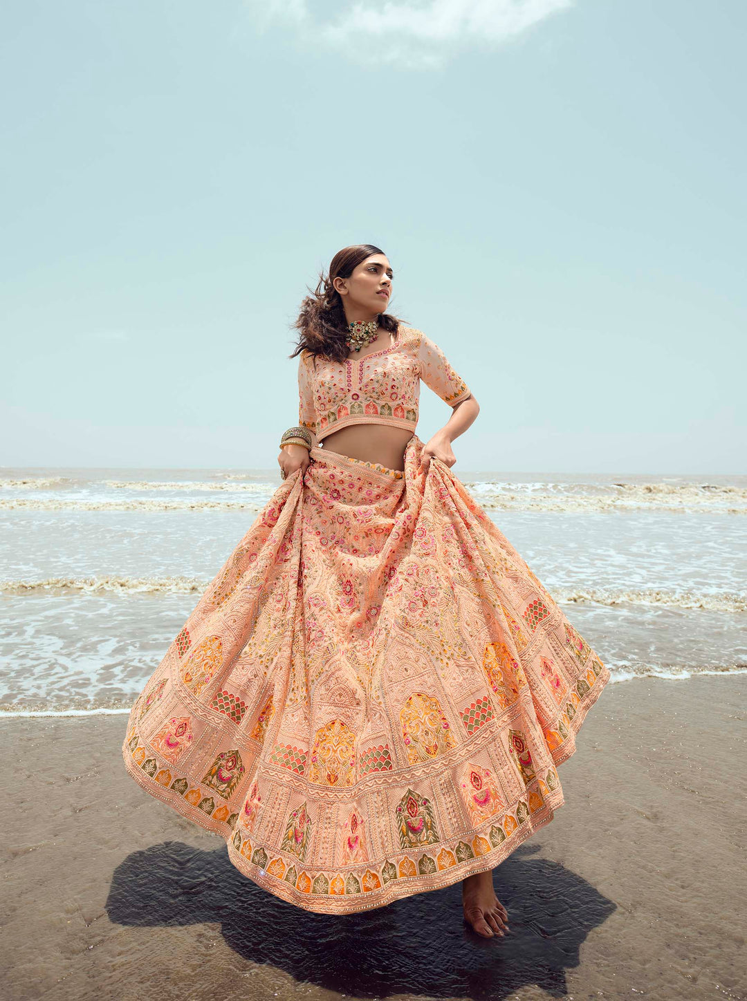 Georgette Lehenga Choli with Ornate Designs | Net Dupatta Set