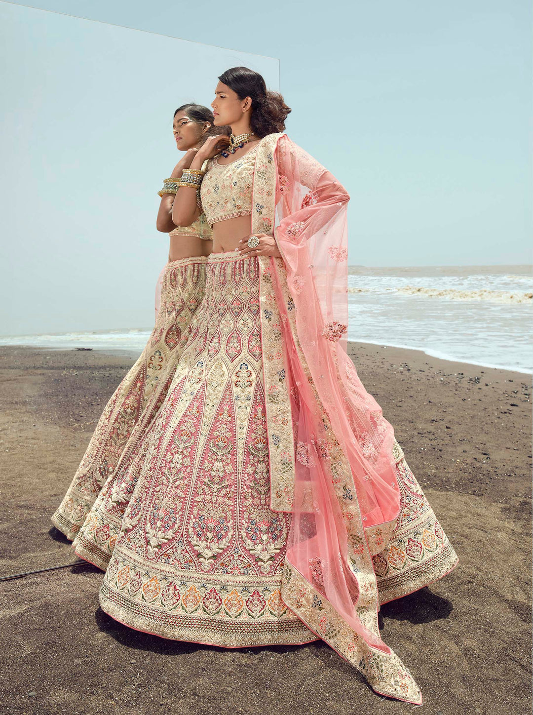 Net Lehenga Choli | Intricate Thread and Zarkan Work for Weddings