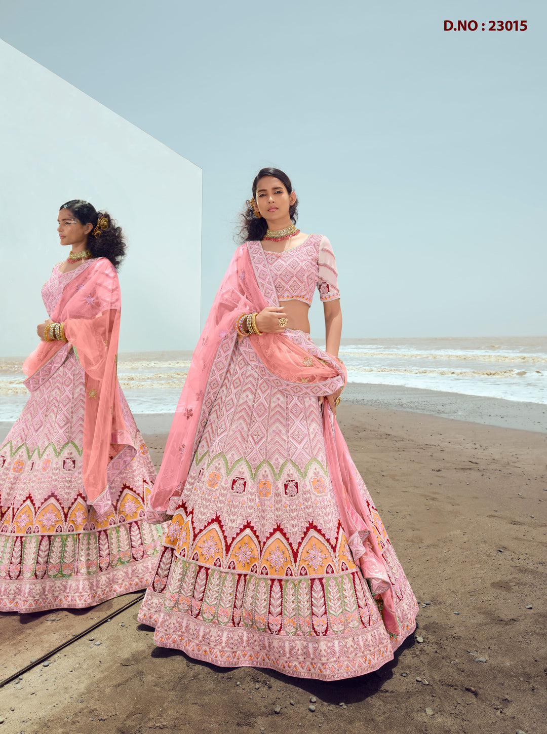 Georgette Lehenga with Intricate Zarkan Work | Ethereal Net Dupatta