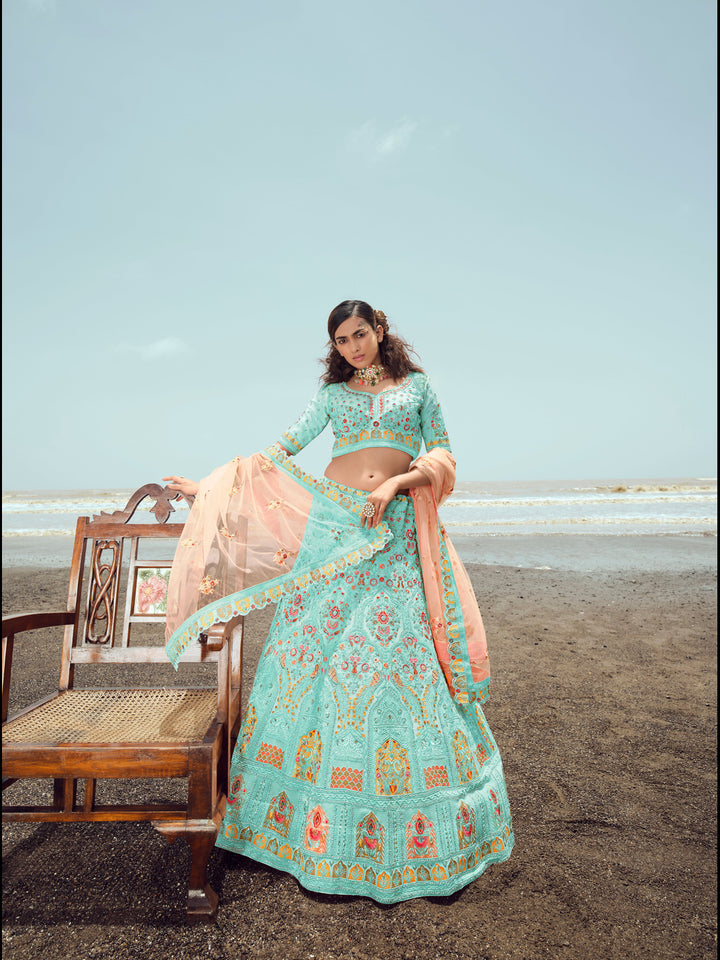 Georgette Lehenga Choli with Ornate Designs | Net Dupatta Set