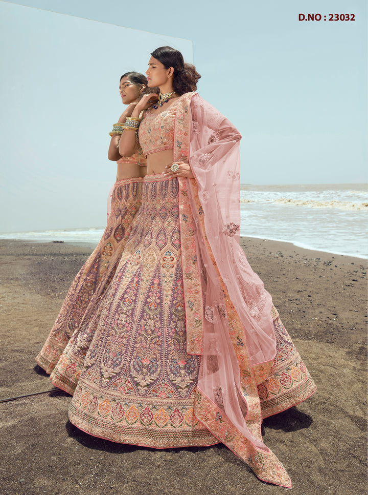 Net Lehenga Choli | Intricate Thread and Zarkan Work for Weddings