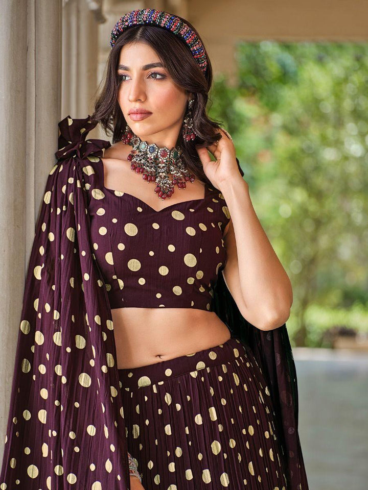 Wine Georgette Lehenga Choli | Festival Wear Party Outfit for Women