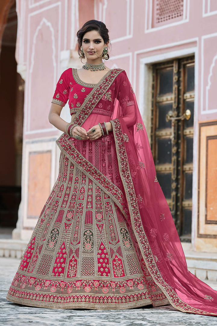 Flared Pink Lehenga Choli | Heavy Embroidered Wedding Edition