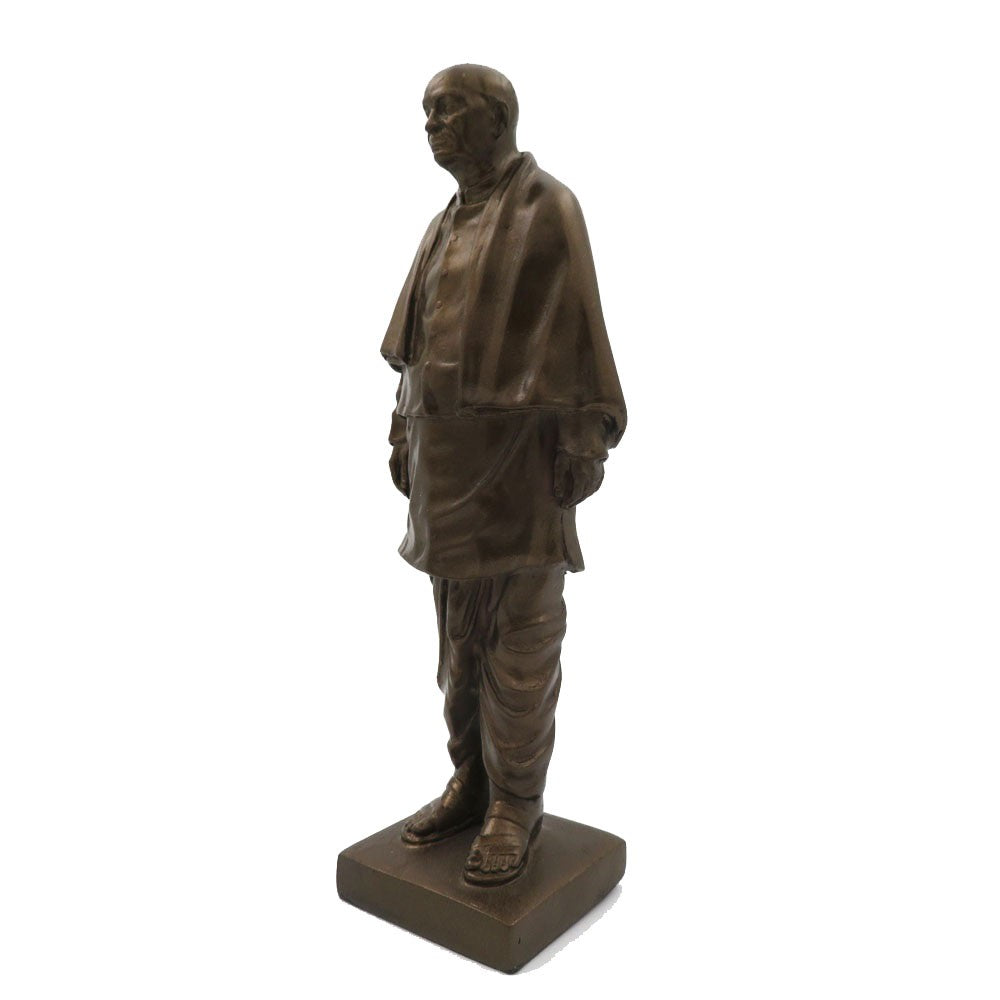 Handcrafted copper finish statue of Sardar Vallabhbhai Patel, perfect for adding historical elegance to any space.