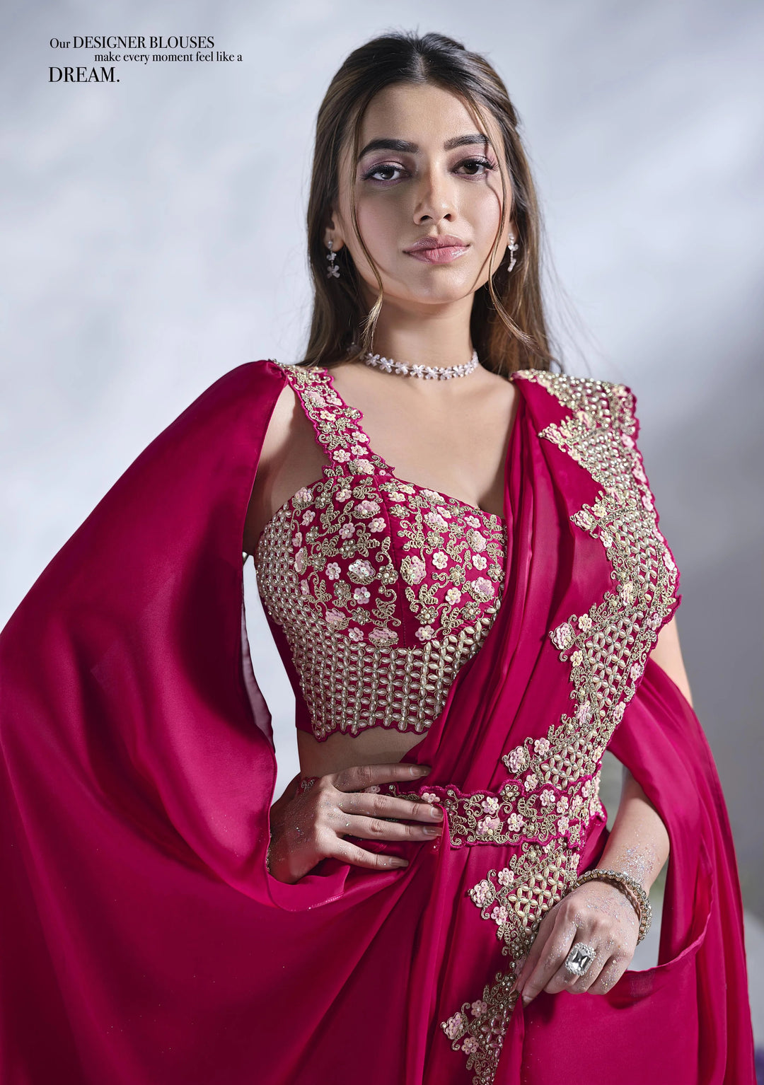 Luxurious Crepe Satin Silk Red Saree | AURA Collection Special Edition