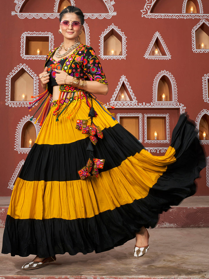 AttractiveÃƒâ€šÃ‚Â Multi-Color Navratri Lehenga Choli With Designer Jacket