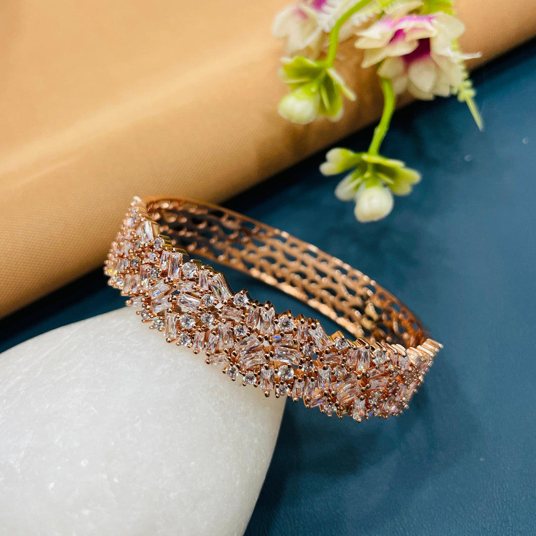 Exquisite rose gold bracelet adorned with AD diamonds, great for gifting.