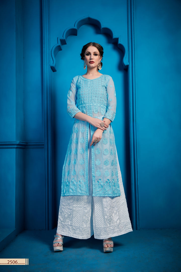 Designer Palazzo Salwar Suit | Georgette Thread Work Kameez