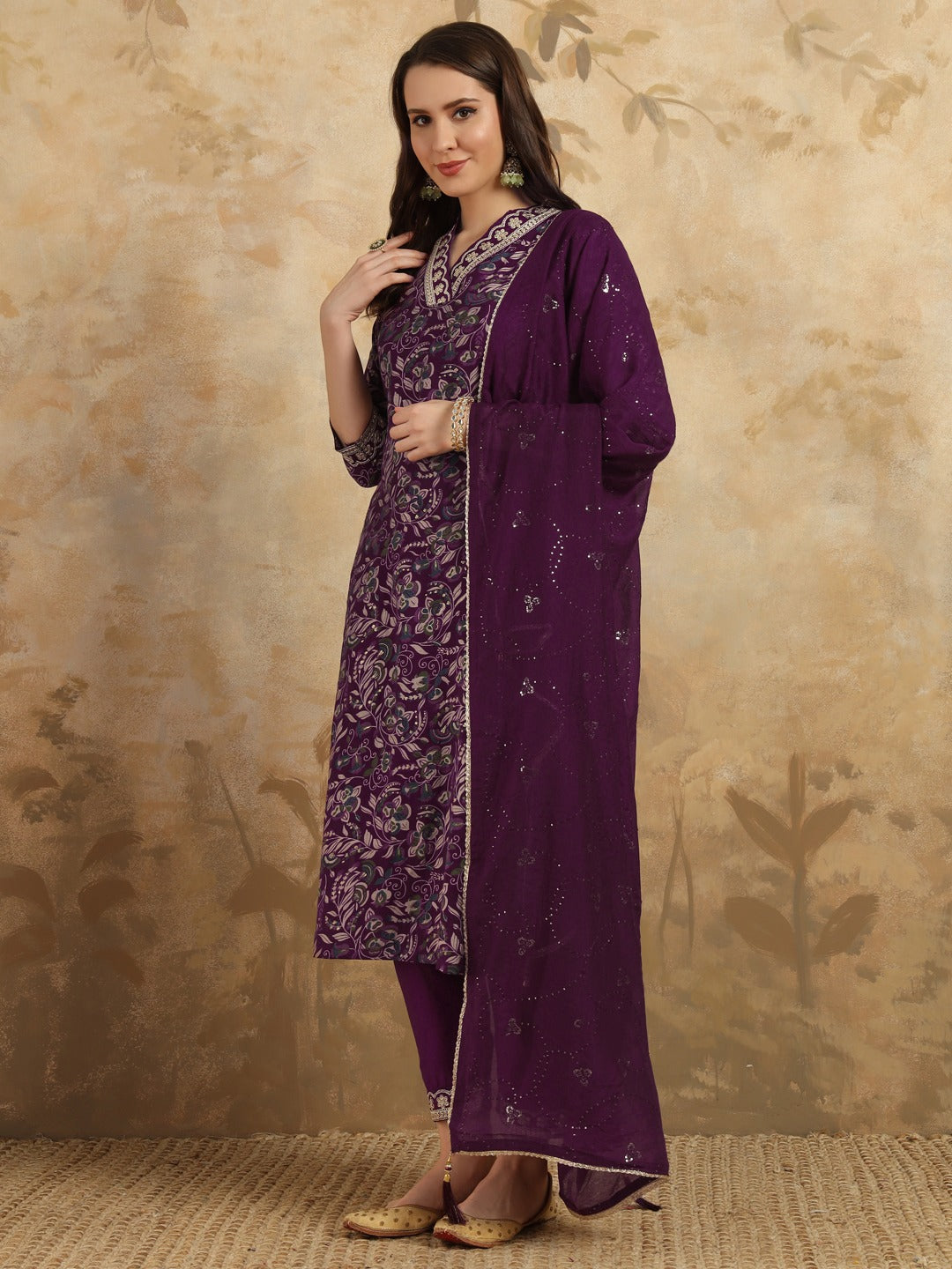 Indian Ethnic Wear Kurta Pant Set | V Neck Kurti with Dupatta