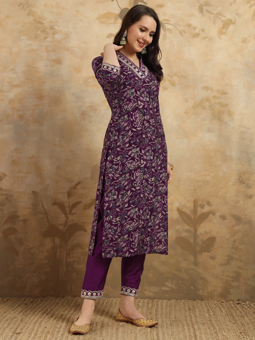 Indian Ethnic Wear Kurta Pant Set | V Neck Kurti with Dupatta