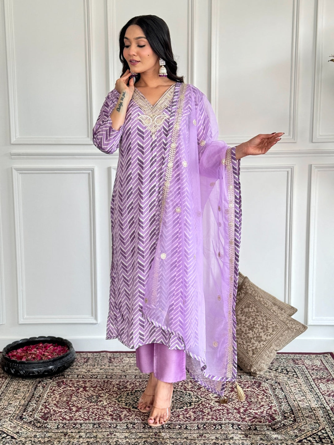 Lavender Kurti Set | Elegant Indian Ethnic Wear for Women