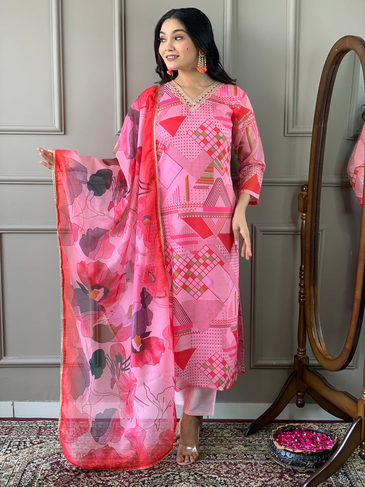 Indian Pink Kurta Set | Embroidered Outfit for Special Occasions