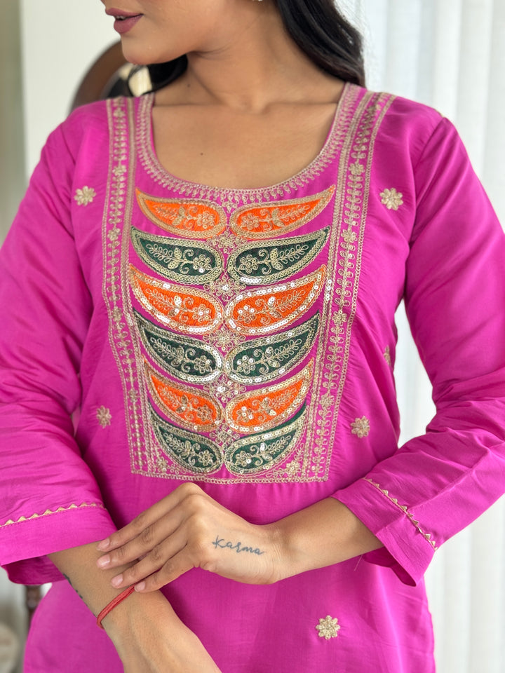 Rani Pink Kurti Set | Elegant Indian Ethnic Kurta Pant for Women