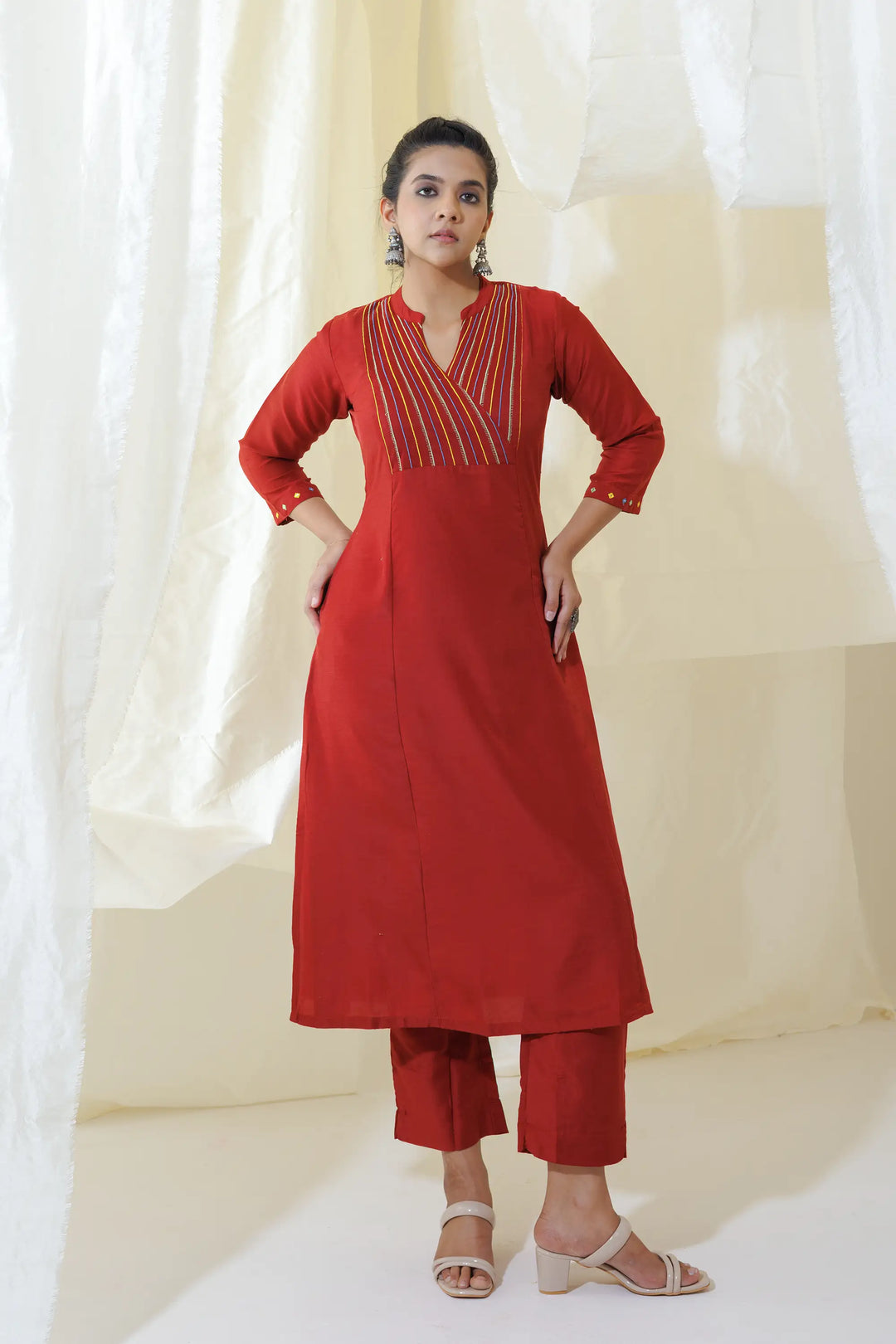 Exclusive rust Kurtis Set | embroidery work Design for Special Occasions