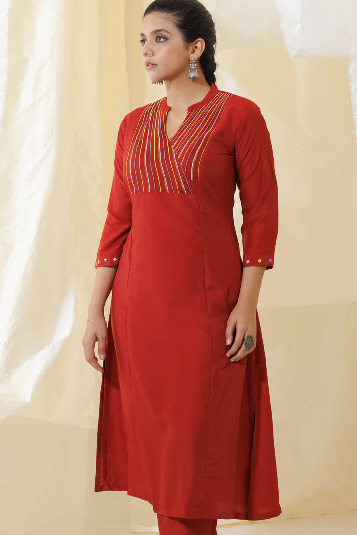 Exclusive rust Kurtis Set | embroidery work Design for Special Occasions