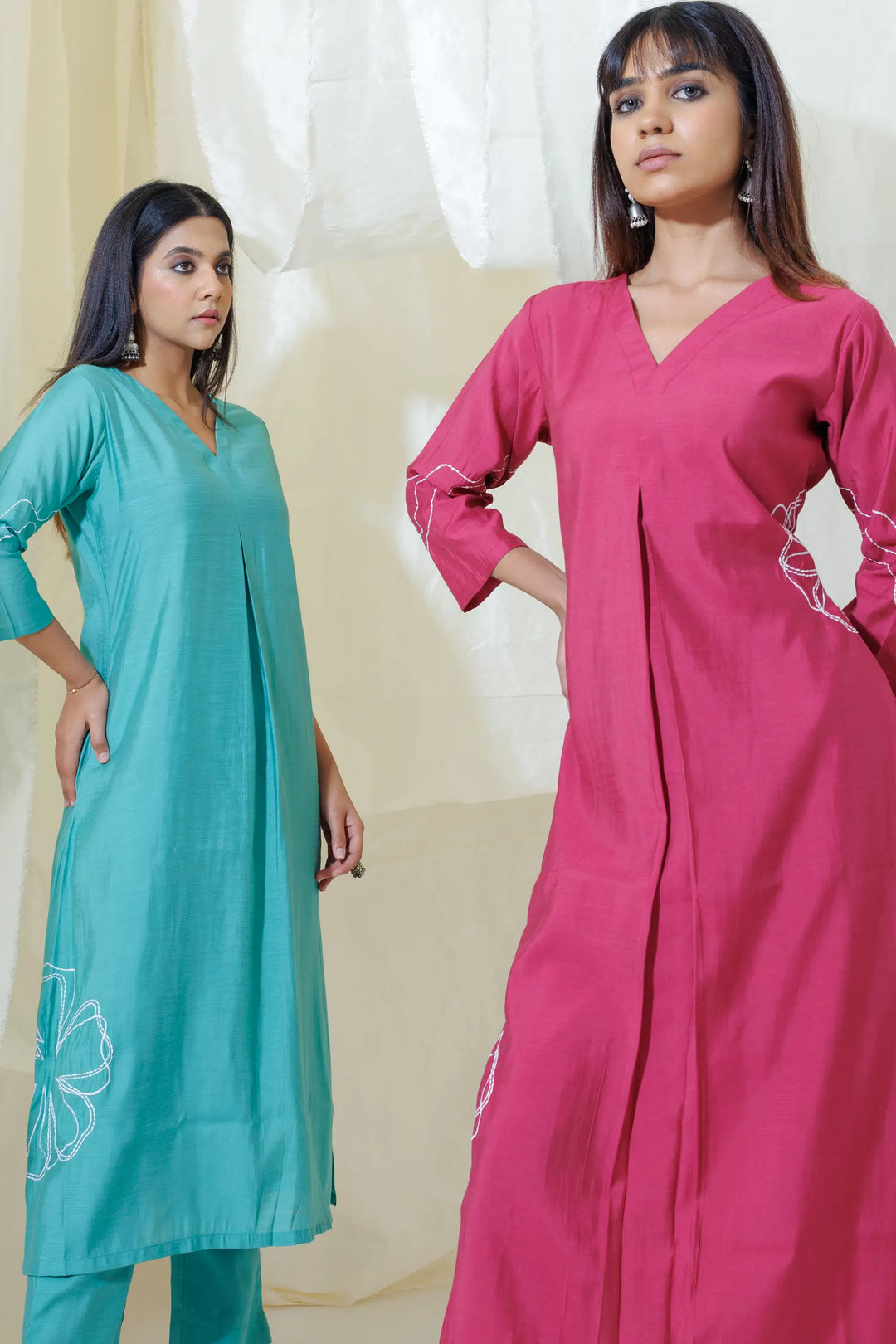 Kurtis Set pink | A Blend of silk and embroidery work for Style