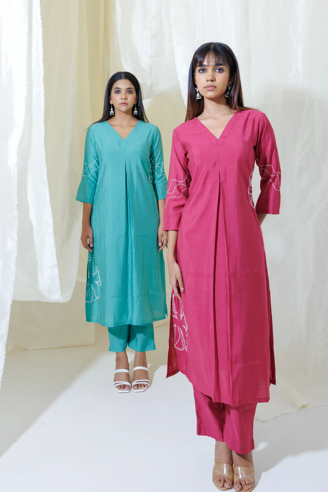 Kurtis Set pink | A Blend of silk and embroidery work for Style