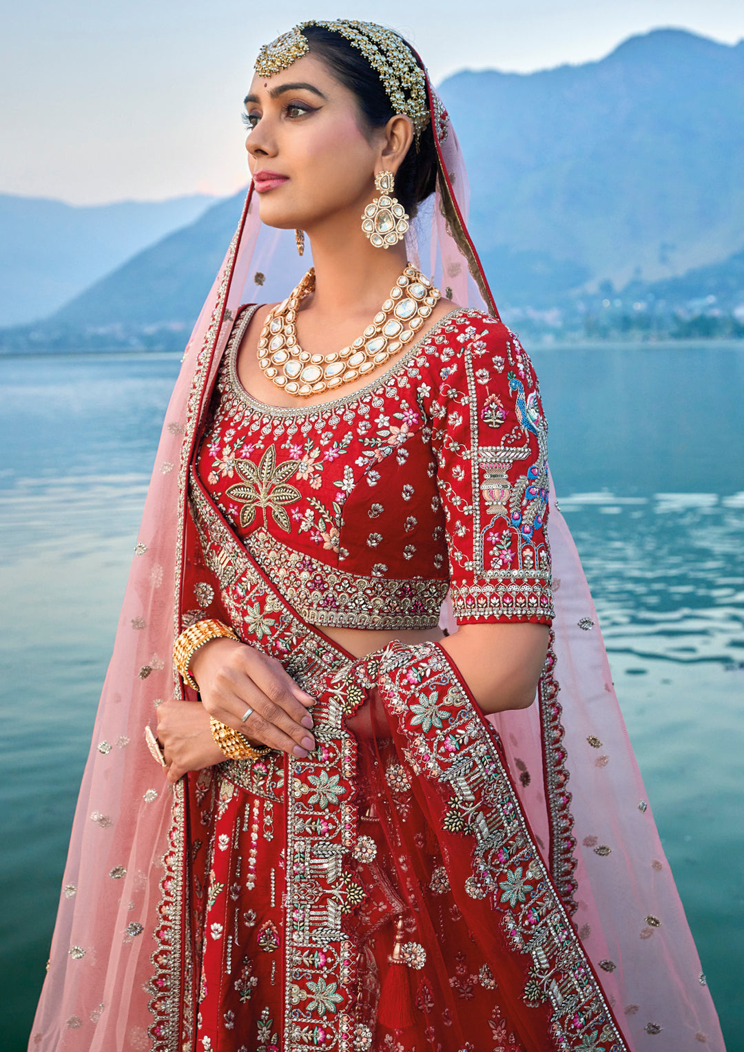 Maroon Silk & Art Silk Lehenga Choli with Heavy Thread Embroidery, Zari, and Sequins Work