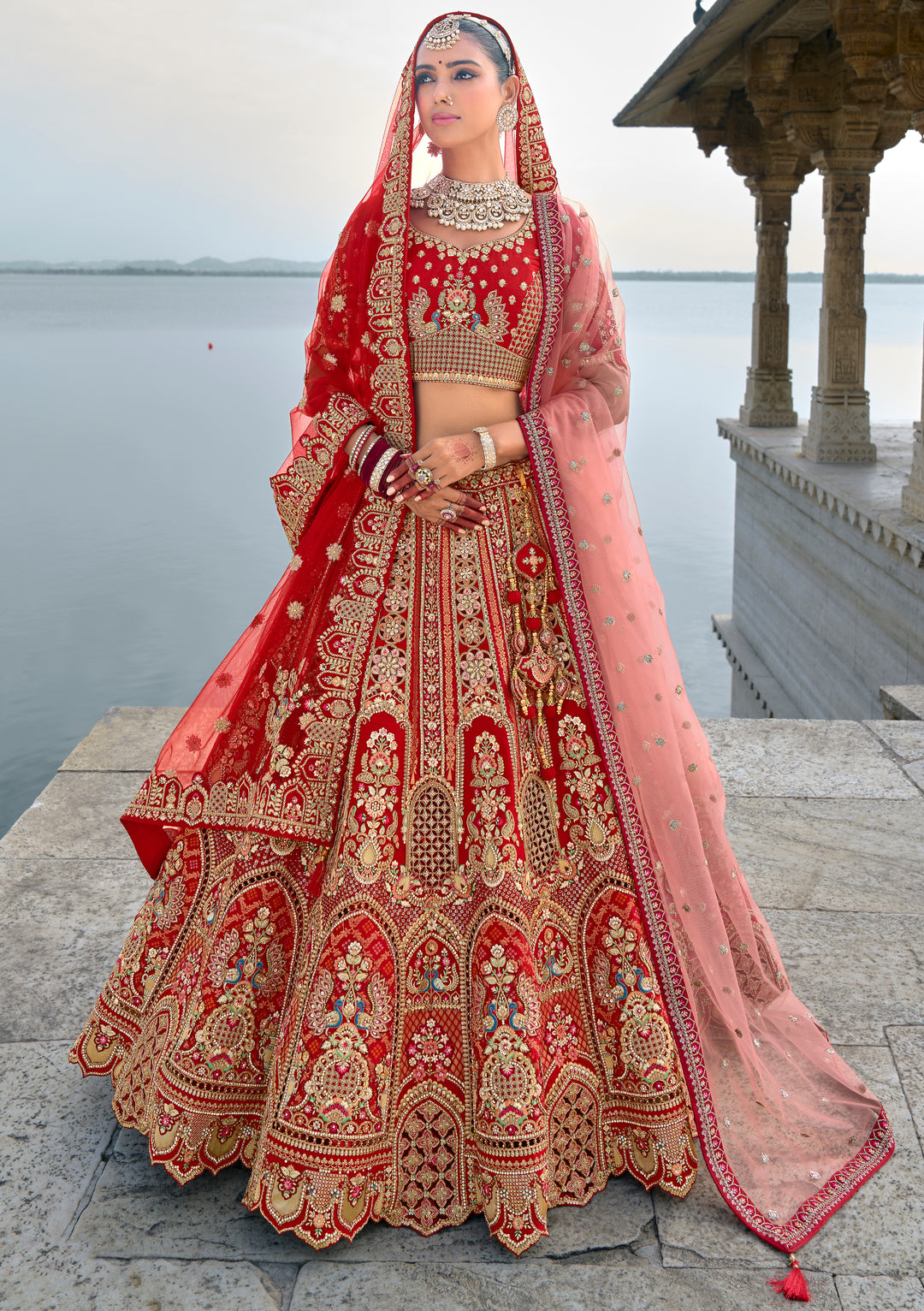 Maroon Silk & Art Silk Lehenga Choli with Heavy Thread Embroidery, Zari, and Sequins Work