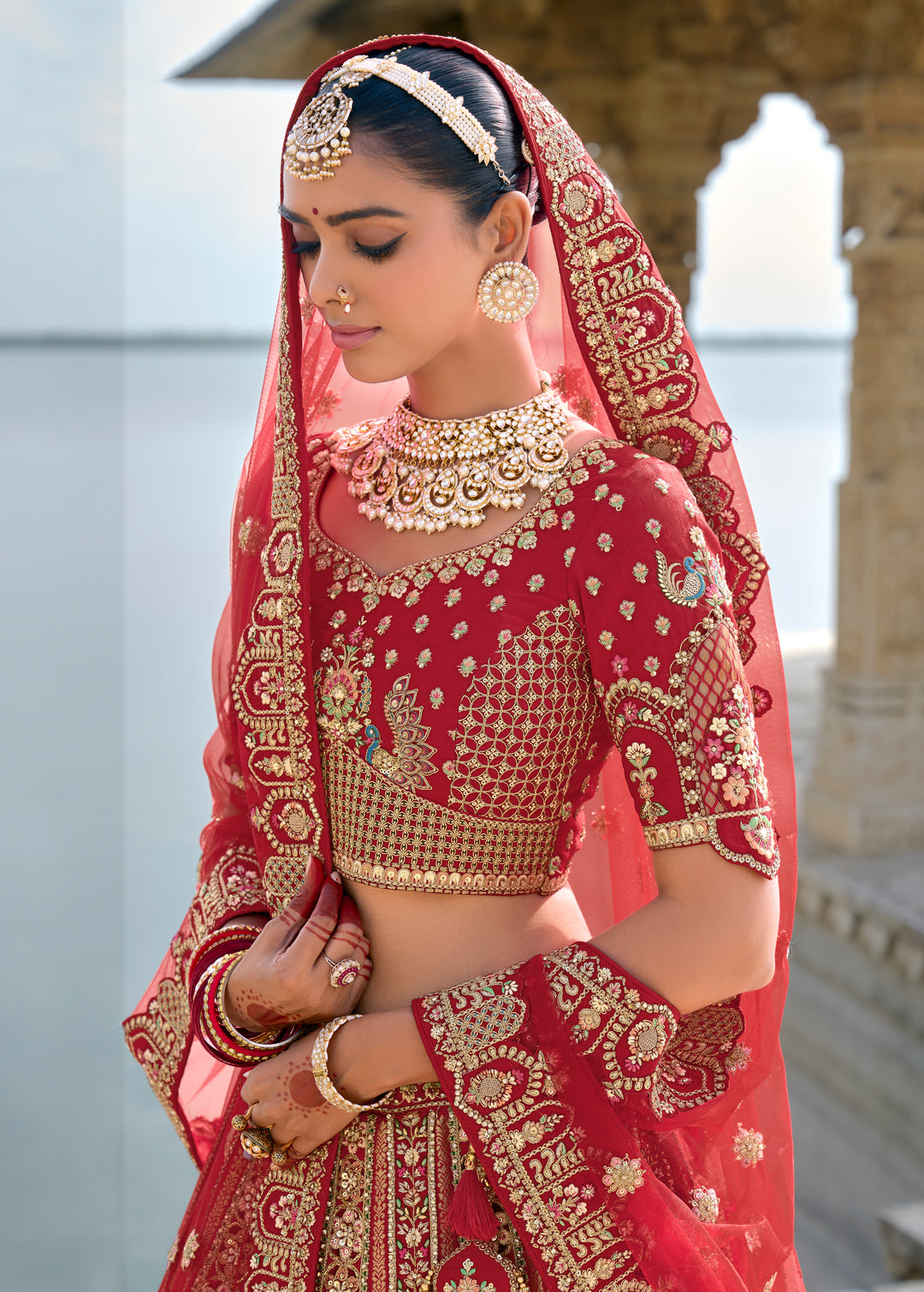 Maroon Silk & Art Silk Lehenga Choli with Heavy Thread Embroidery, Zari, and Sequins Work