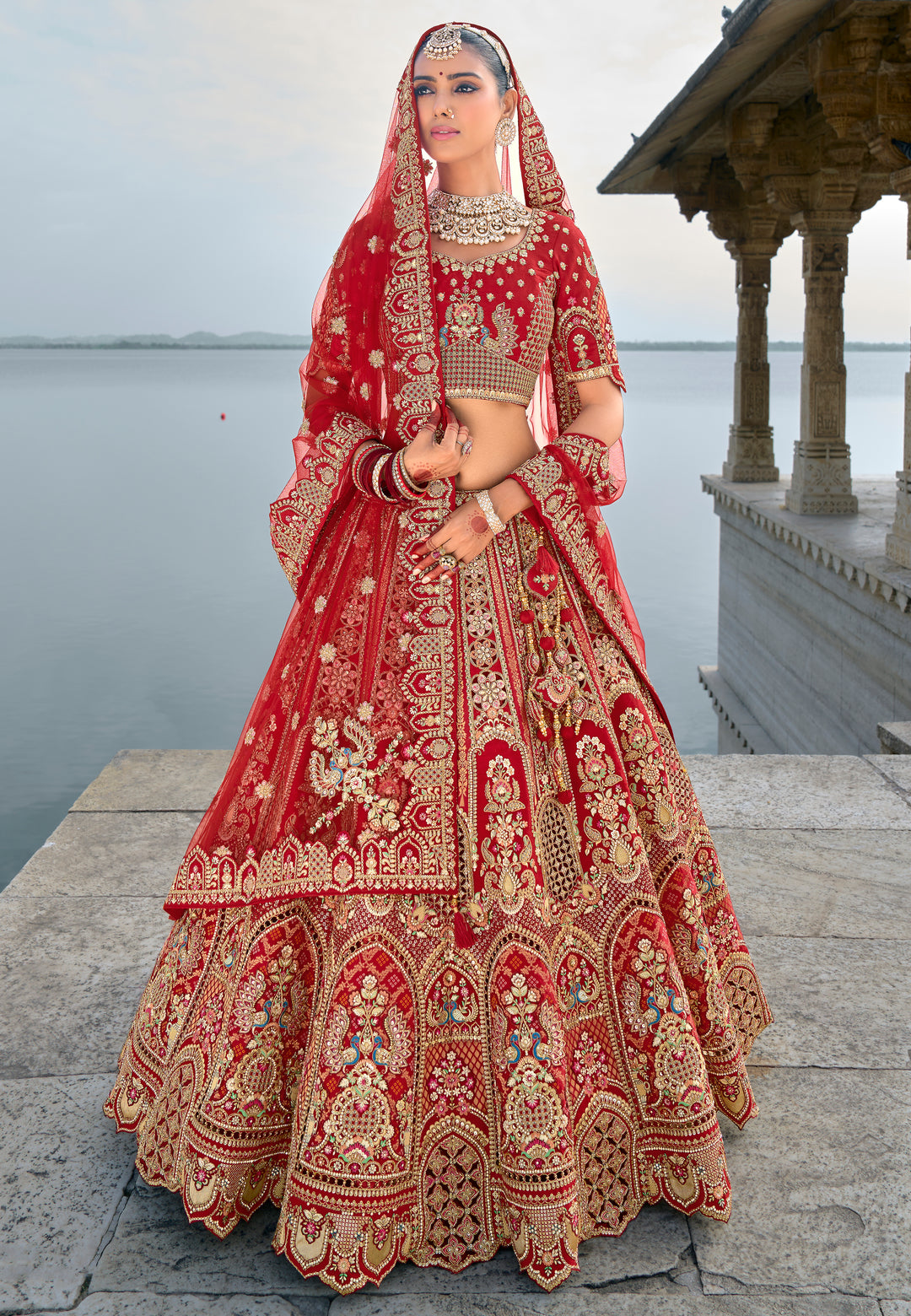 Maroon Silk & Art Silk Lehenga Choli with Heavy Thread Embroidery, Zari, and Sequins Work