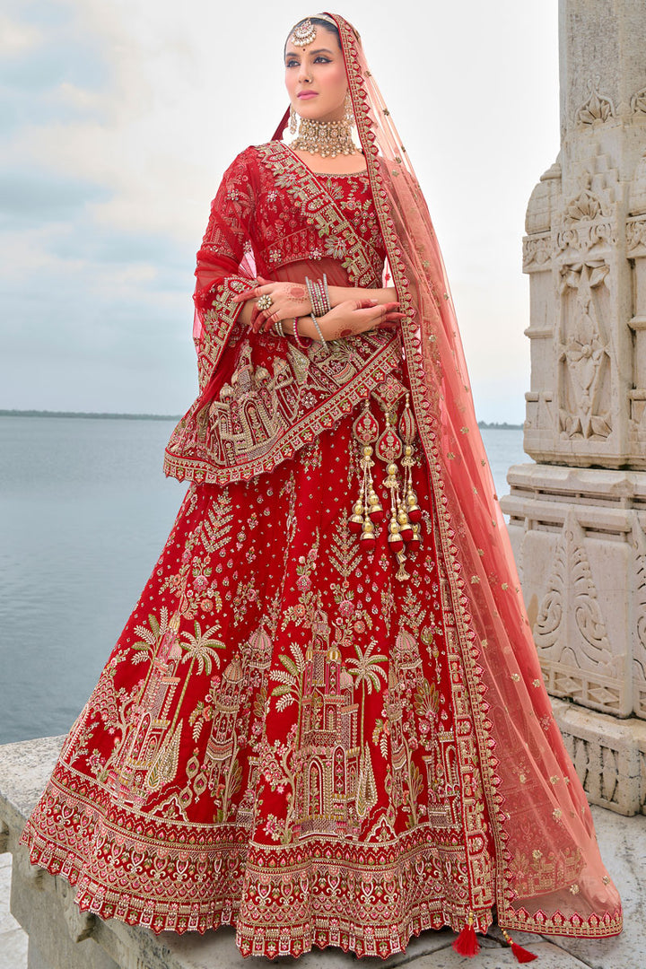 Art Silk Bridal Lehenga Choli | Traditional Zari & Sequins Work