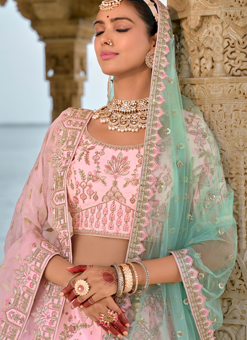 Art Silk Bridal Lehenga Choli | Traditional Zari & Sequins Work