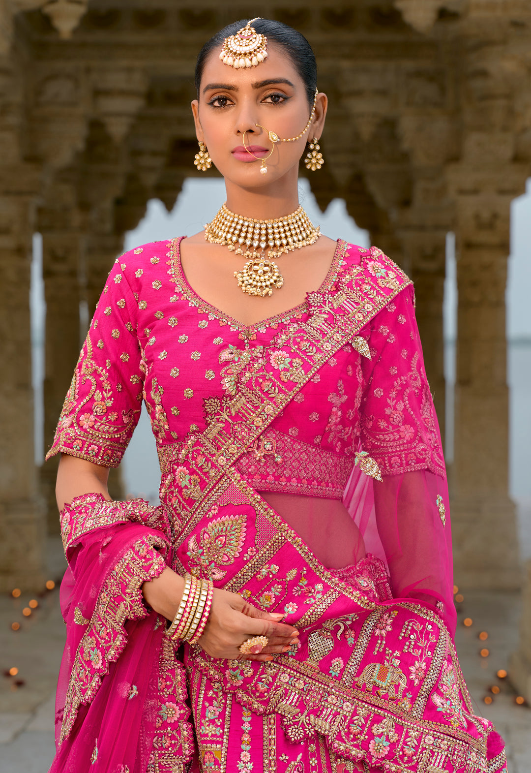 Silk & Art Silk Lehenga Choli with Heavy Embroidery, Zari & Sequins Work – Available in Rani Pink and Red