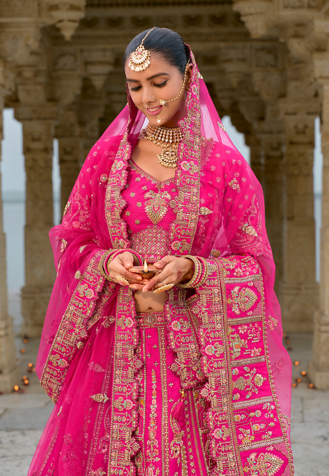 Silk & Art Silk Lehenga Choli with Heavy Embroidery, Zari & Sequins Work – Available in Rani Pink and Red