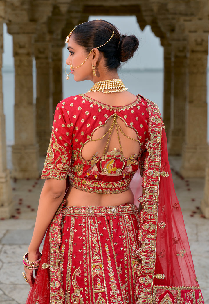 Silk & Art Silk Lehenga Choli with Heavy Embroidery, Zari & Sequins Work – Available in Rani Pink and Red