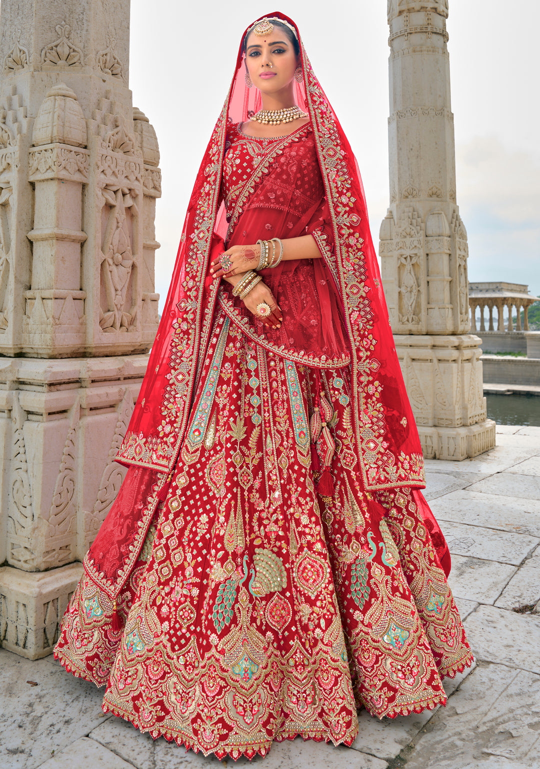 Maroon Silk & Art Silk Lehenga Choli with Heavy Thread Embroidery, Zari, and Sequins Work