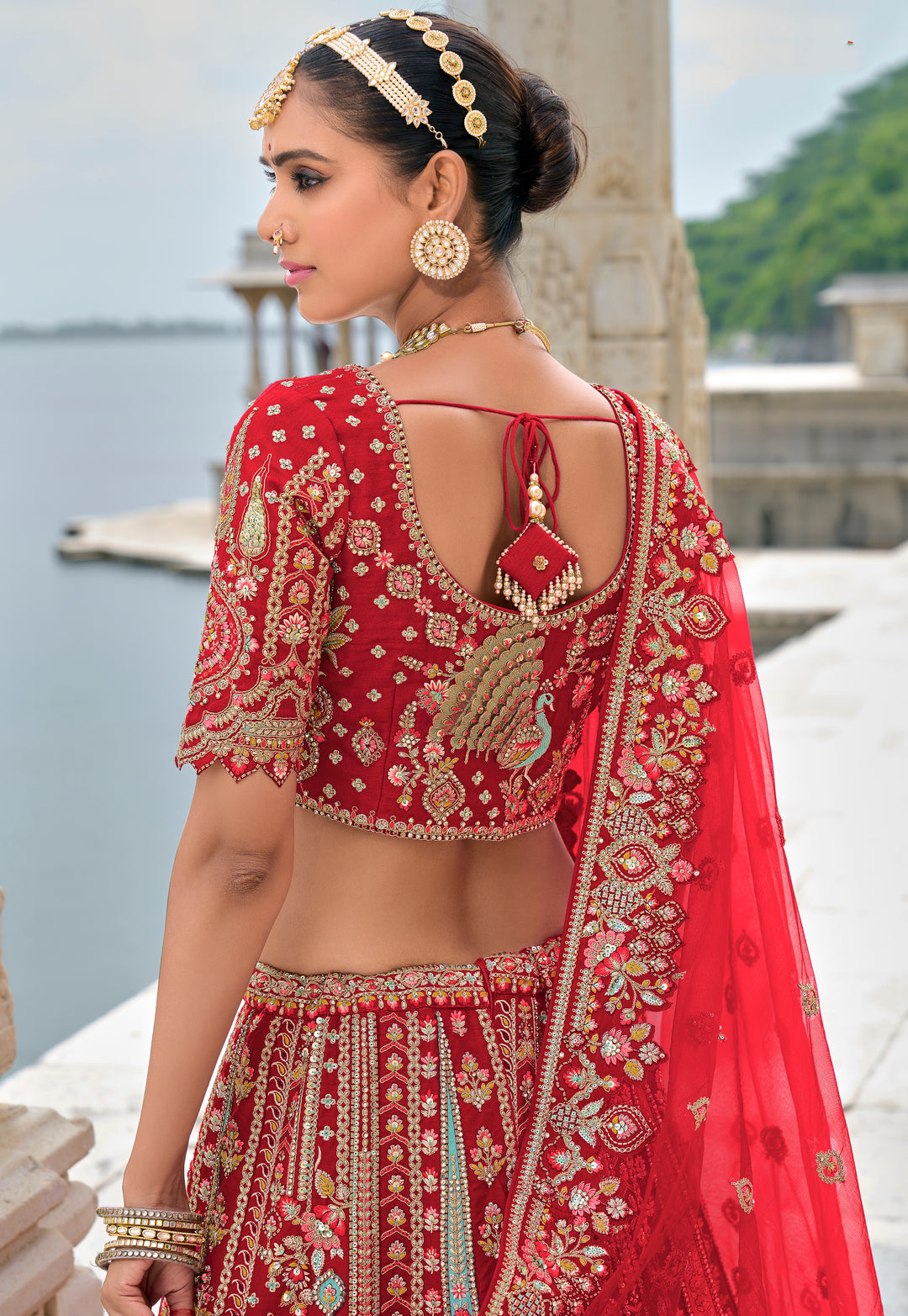 Maroon Silk & Art Silk Lehenga Choli with Heavy Thread Embroidery, Zari, and Sequins Work