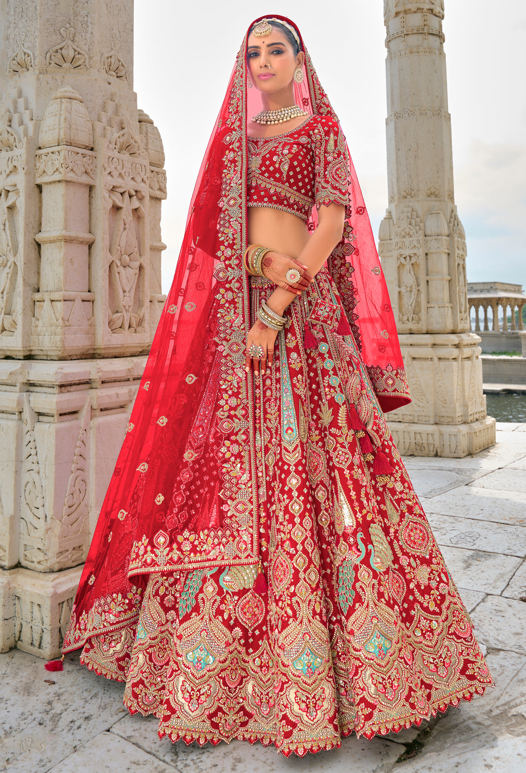 Maroon Silk & Art Silk Lehenga Choli with Heavy Thread Embroidery, Zari, and Sequins Work