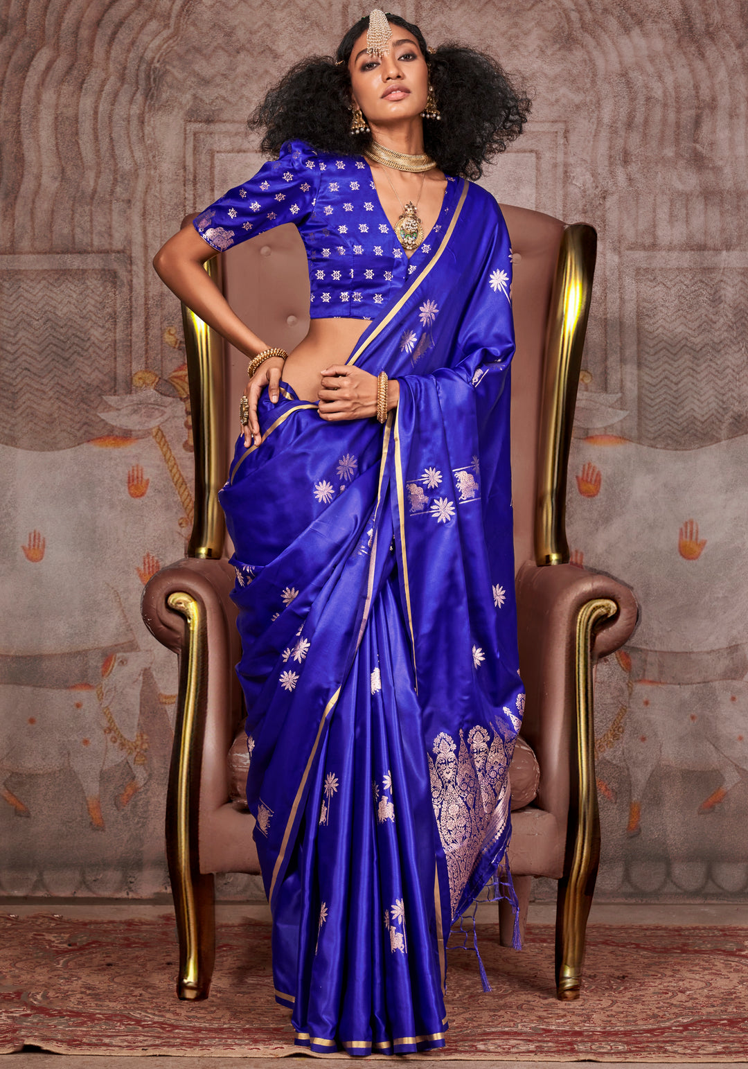 Satin Silk Saree with Jacquard Woven Work & Matching Blouse - 6 Stunning Colors