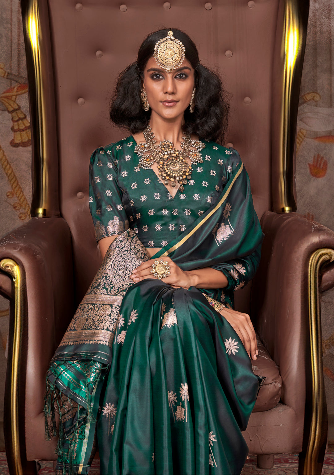 Satin Silk Saree with Jacquard Woven Work & Matching Blouse - 6 Stunning Colors