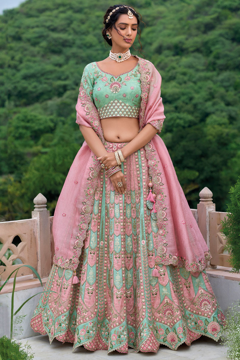 Rose Pink Silk Lehenga Choli | Bridal Lehenga for Wedding Season